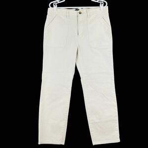 J. CREW Women's Ivory Ankle Pants Size 31 High Rise Tapered Leg Pockets Classic